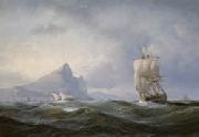 Anton Melbye Sailing ship off Gibraltar oil painting artist